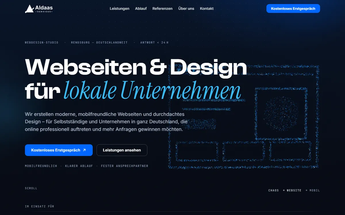 Startseite von aldaas.de – diese Website als eigene Referenz