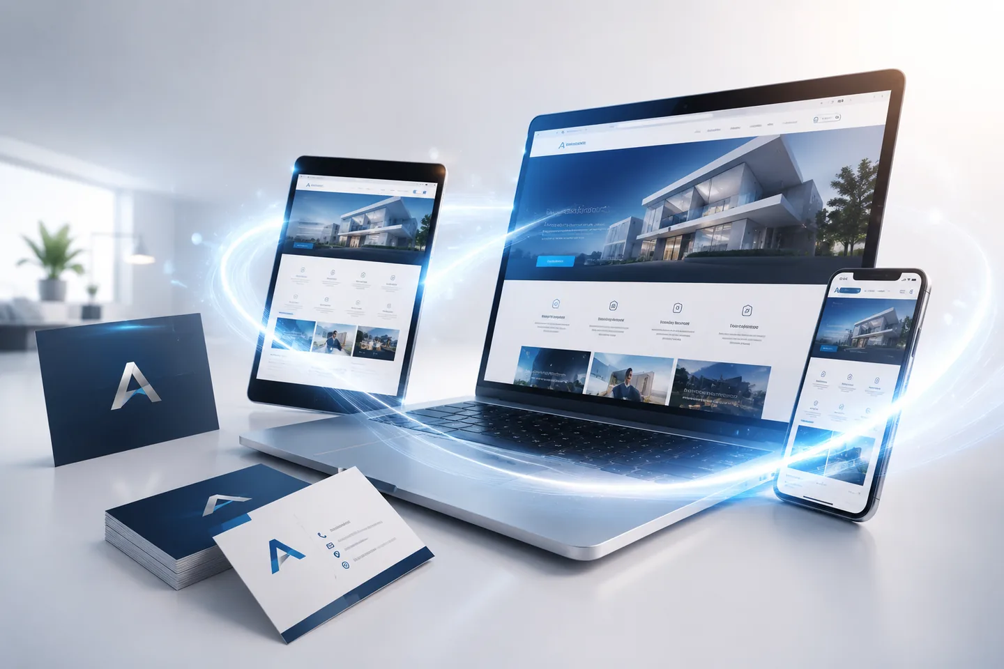 Responsive Website einer Anwaltskanzlei auf Laptop, Tablet und Smartphone